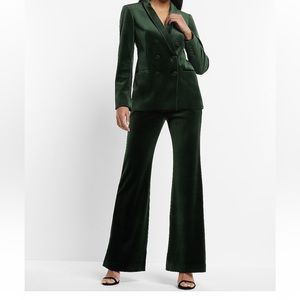 Green Velvet High Waisted Wide Leg Pant